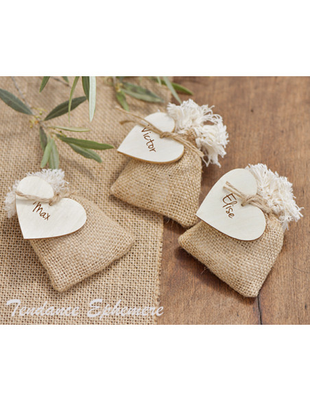 Download Sachet Dragées Jute et Franges 10cm Mariage - Paquet de 4 - 4.10€