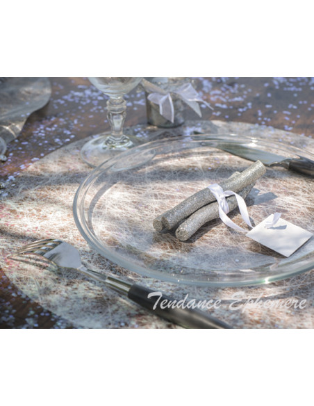 1 Set de Table Rond Intissé Rond Argent