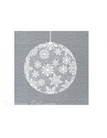 3 Serviette Cocktail Intissée Boule de Noel Argent