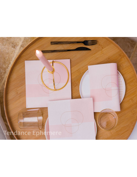 3 Serviette Intissée Ellipse Rose