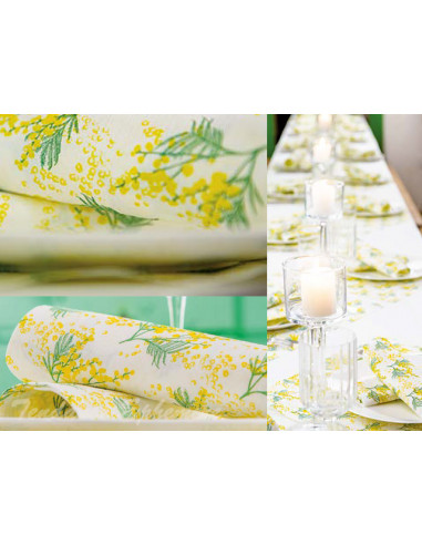 Serviette de table fleurs jaune - Mamie Zétou