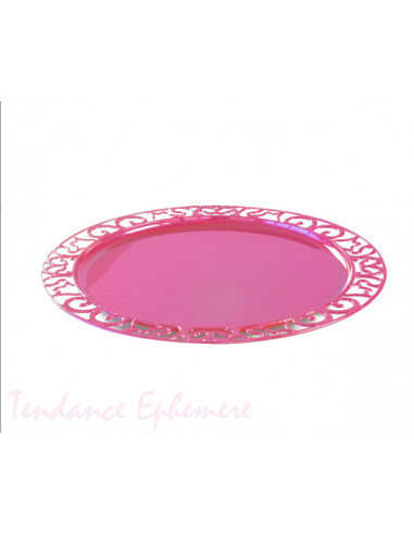 1 Sous Assiette Plastique Ronde Dentelle Fuchsia 30cm