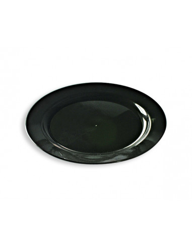 Assiette à manger jetable de 20 pièces de 7,5 po et plaque en plastique  noir de 10,25 po avec bord doré