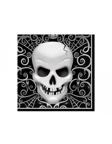 1 Serviette Halloween Tête de Mort 33cm