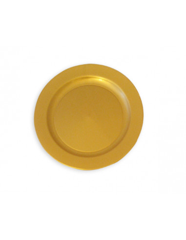 1 Assiette Plastique Ronde Or 19cm