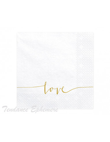 1 Serviette Papier Blanche Love or