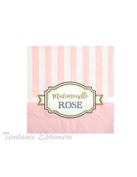 2 Serviette Cocktail Baby Shower Rose Pastel