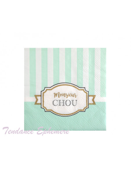 2 Serviette Cocktail Baby Shower Vert Pastel