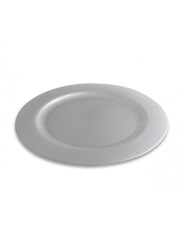 1 Assiette Plastique Ronde Argent 19cm