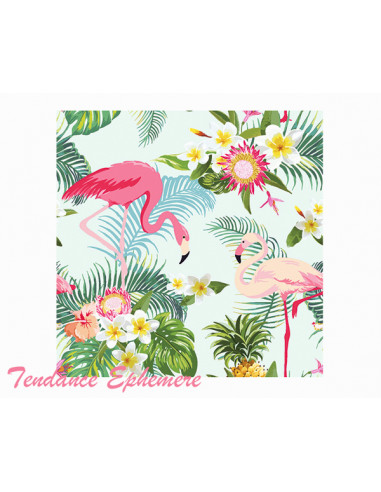 1 Serviette Papier Flamant Rose Exotique