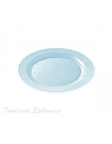 1 Assiette Plastique Ronde Bleu Pastel Nacré 24cm