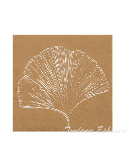 2 Serviette Papier Feuille Ginkgo Nature