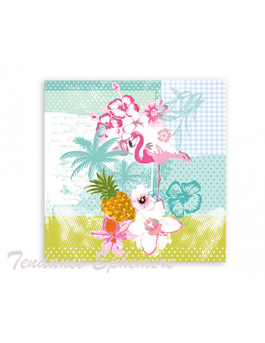 1 Serviette Papier Flamant Rose Tropic