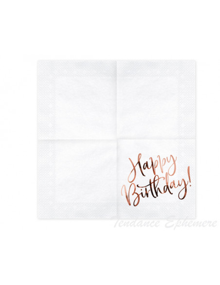 2 Serviette Papier Happy Birthday Rose Gold