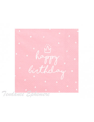 1 Serviette Papier Happy Birthday Rose