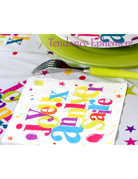 1 Serviette Papier Joyeux Anniversaire Festif