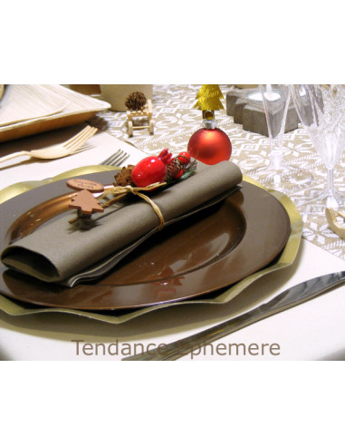 1 Assiette Plastique Ronde Chocolat Nacré 19cm