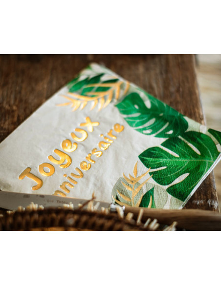 Serviette Papier Anniversaire Jungle Or 33cm - 4.70€