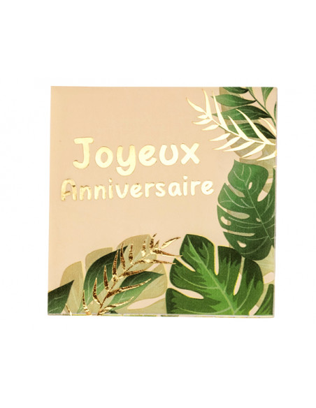 3 Serviette Papier Anniversaire Jungle Or 33cm