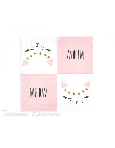 2 Serviette Papier Chaton Design