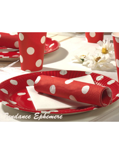 1 Serviette Papier Pois Rouge 40cm