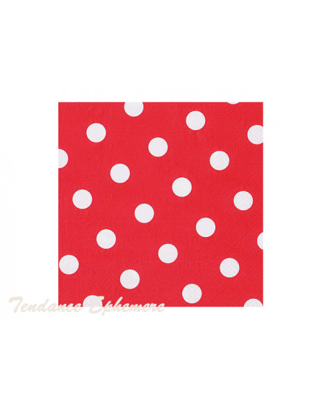 2 Serviette Papier Pois Rouge 40cm