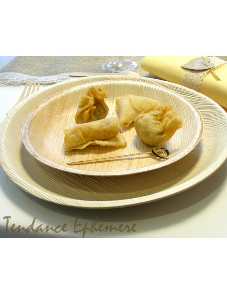 1 Assiette Biodégradable Palmier Ronde Design 23cm