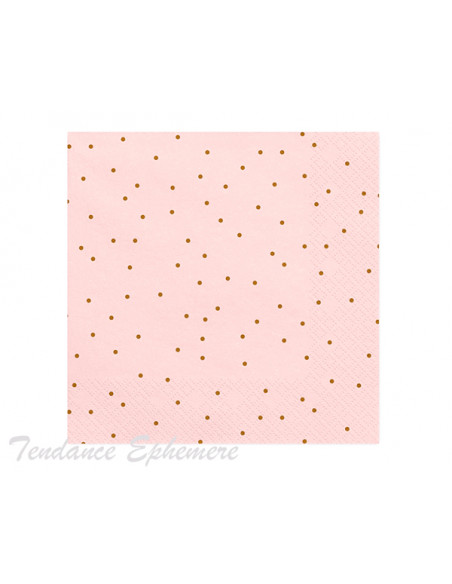 2 Serviette Papier Rose Pastel Pois Or