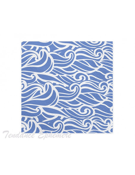 2 Serviette Papier Vagues Bleu