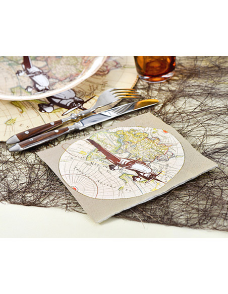 2 Serviette Papier Voyage Autour Du Monde