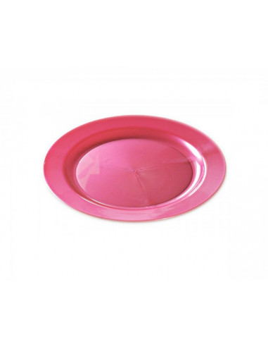 1 Assiette Plastique Ronde Fuchsia Nacré 24cm