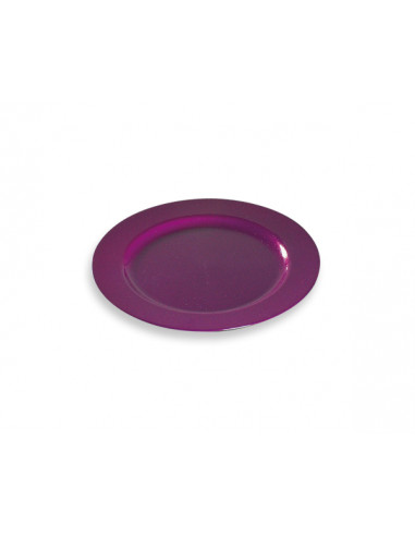 1 Assiette Plastique Ronde Prune Pailleté 19cm