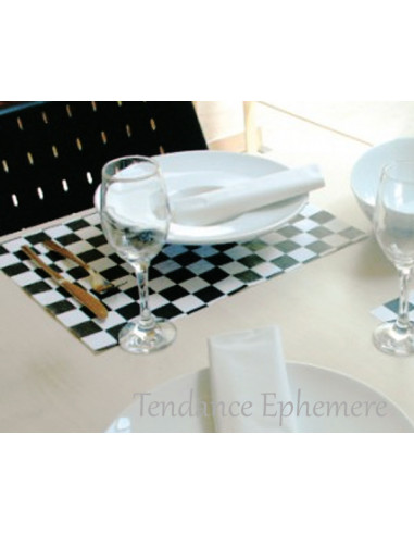 1 Set de Table Papier Damier Noir 31x43cm-20