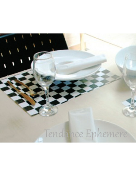 1 Set de Table Papier Damier Noir 31x43cm - 500