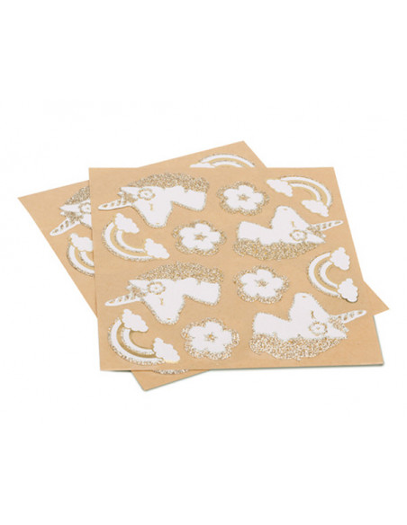 2 Sticker Licorne Or 5cm