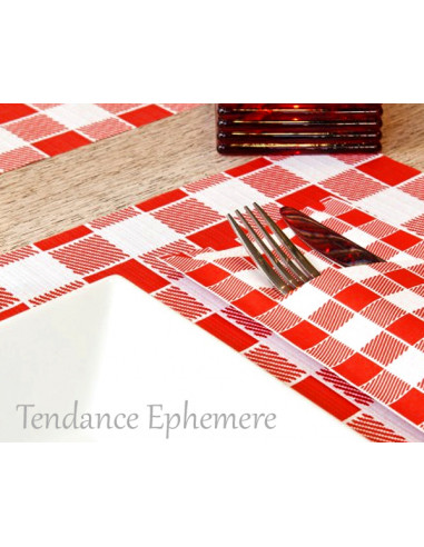 1 Set de Table Papier Vichy Rouge 31x43cm-500