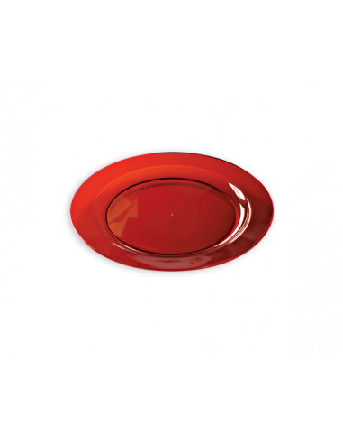 1 Assiette Plastique Ronde Cristal Rouge 19cm