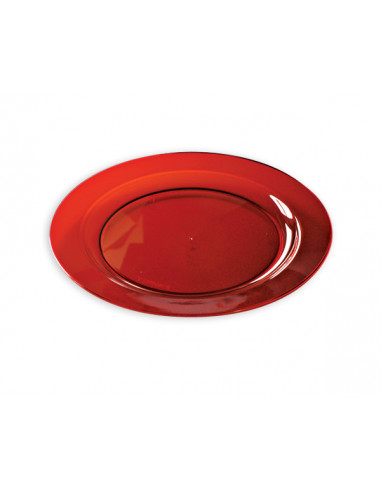 1 Assiette Plastique Ronde Cristal Rouge 24cm