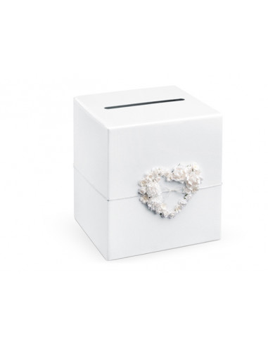 1 Tirelire Mariage Blanche Fleurs C?ur