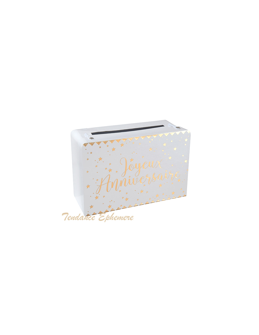 Tirelire Joyeux Anniversaire Valise Blanche Et Or Metallise 8 50