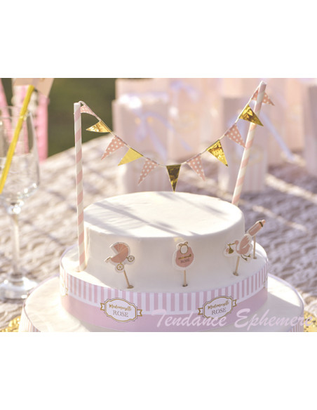 1 Topper Gâteau Baby Shower Rose