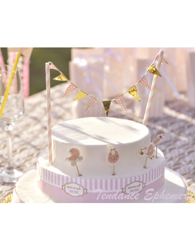 Topper Gâteau Baby Shower vert pastel- Décoration Cupcakes - 4.20€