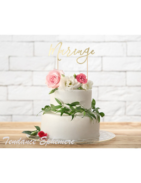 1 Topper Gateau Mariage Or