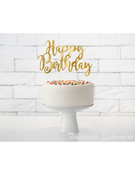 1 Topper Gateau Happy Birthday Or 22,5cm