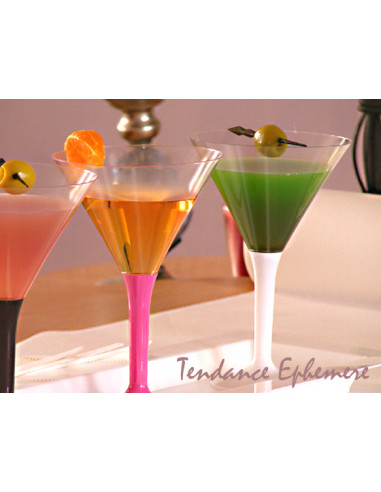 Verre a Cocktail Plastique sur Pied Fuchsia