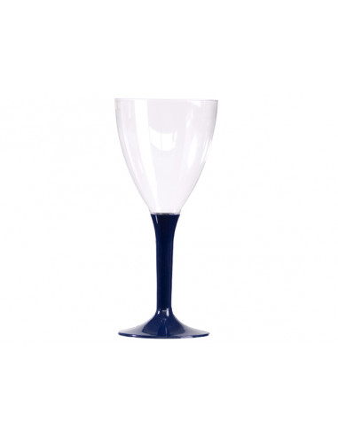 Verre a vin plastique pied bleu marine - Vaisselle jetable