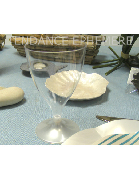 1 Verre à Vin Pied Blanc Perlé 20cl