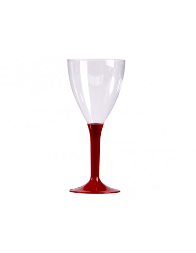 1 Verre à Vin Plastique sur Pied Rouge