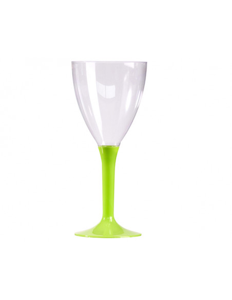 2 Verre à Vin Plastique sur Pied Vert Anis