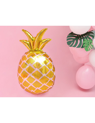 1 Ballon Aluminium Ananas Or 63cm